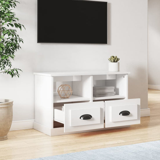 Tv-meubel 80x35x50 cm bewerkt hout hoogglans wit MeubelReus