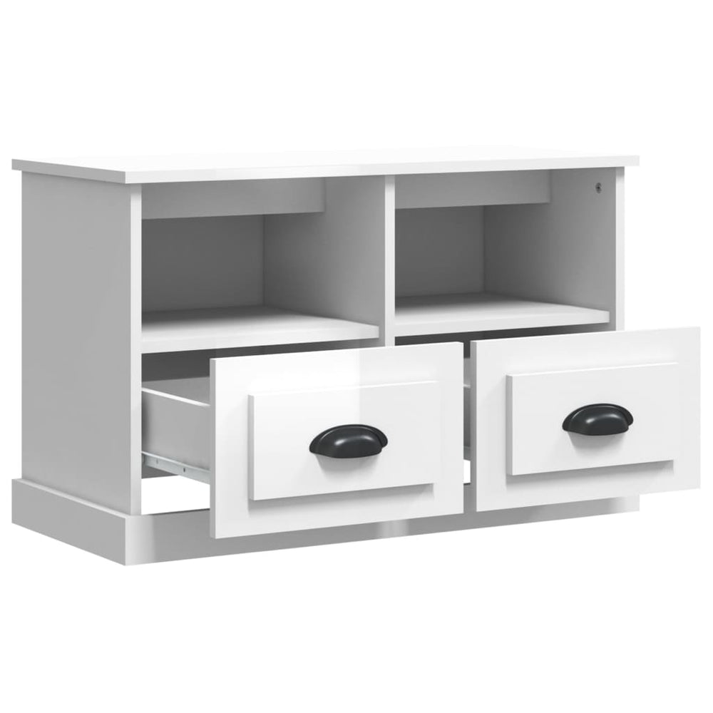 Tv-meubel 80x35x50 cm bewerkt hout hoogglans wit MeubelReus