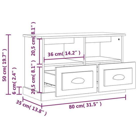 Tv-meubel 80x35x50 cm bewerkt hout hoogglans wit MeubelReus