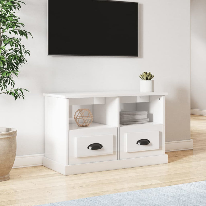 Tv-meubel 80x35x50 cm bewerkt hout hoogglans wit MeubelReus