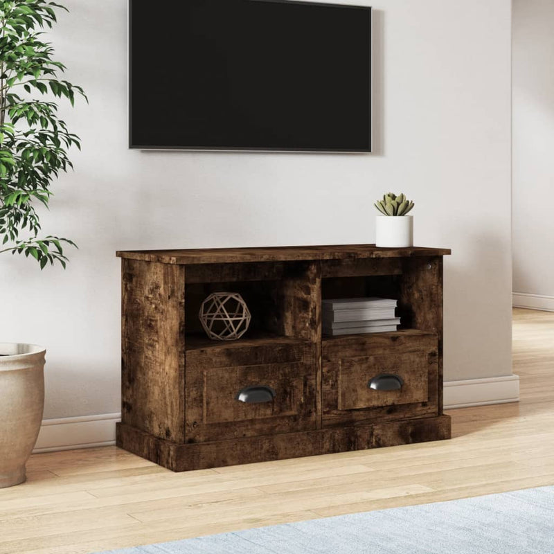 Tv-meubel 80x35x50 cm bewerkt hout gerookt eikenkleurig MeubelReus