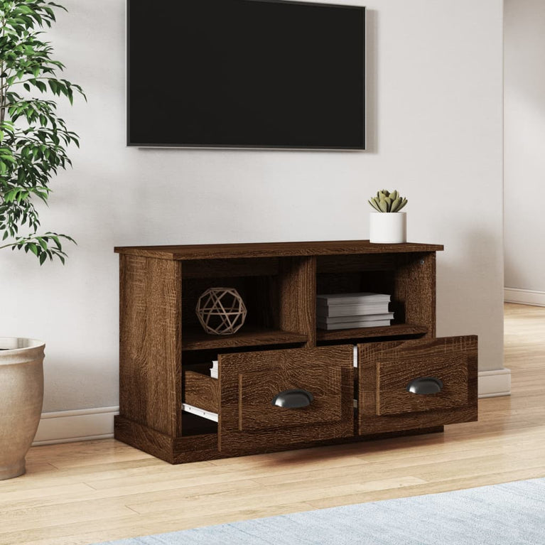 Tv-meubel 80x35x50 cm bewerkt hout bruin eikenkleur MeubelReus