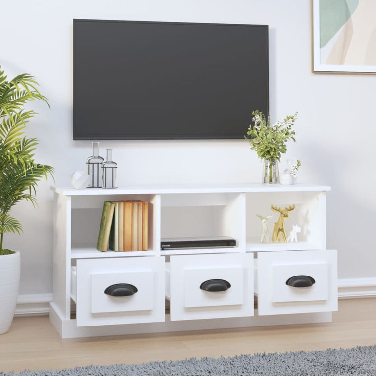 Tv-meubel 100x35x50 cm bewerkt hout wit MeubelReus