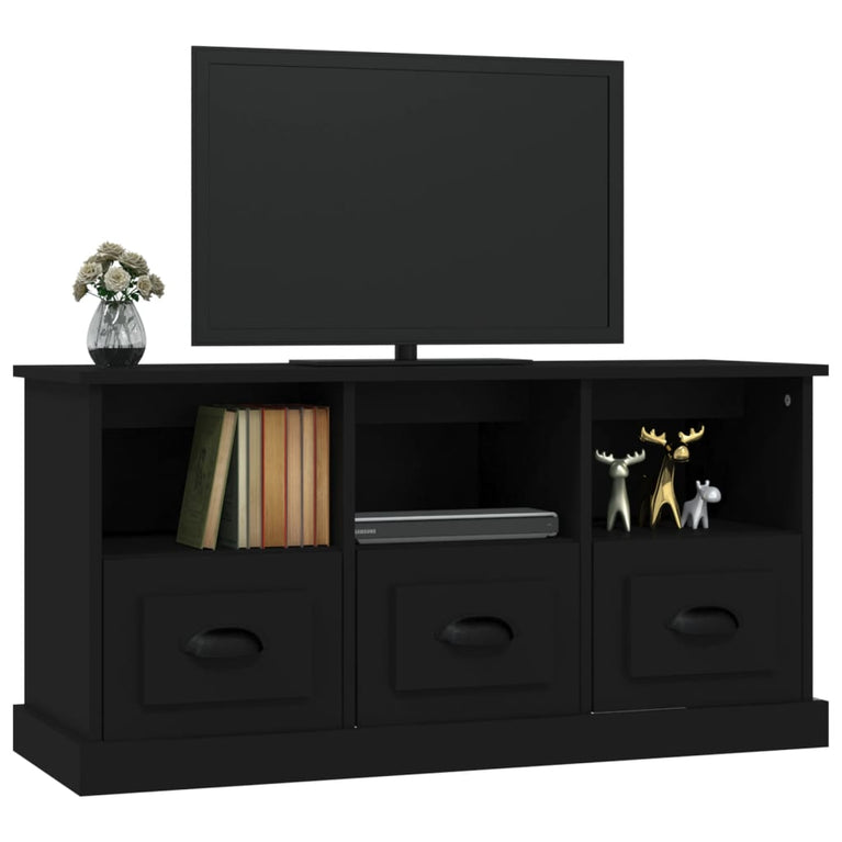 Tv-meubel 100x35x50 cm bewerkt hout zwart MeubelReus