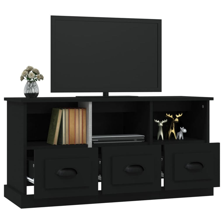 Tv-meubel 100x35x50 cm bewerkt hout zwart MeubelReus