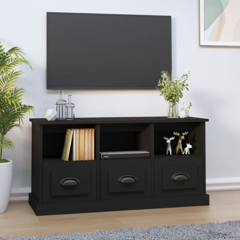 Tv-meubel 100x35x50 cm bewerkt hout zwart MeubelReus