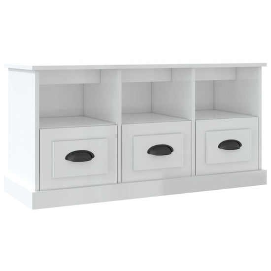 Tv-meubel 100x35x50 cm bewerkt hout hoogglans wit MeubelReus