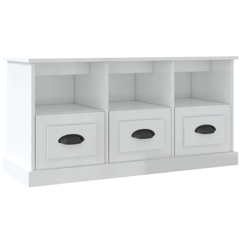 Tv-meubel 100x35x50 cm bewerkt hout hoogglans wit MeubelReus