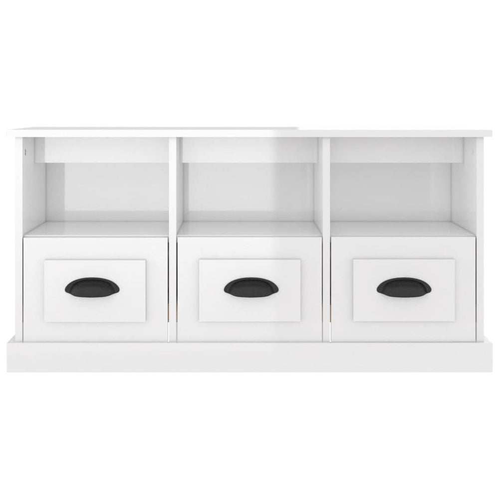 Tv-meubel 100x35x50 cm bewerkt hout hoogglans wit MeubelReus