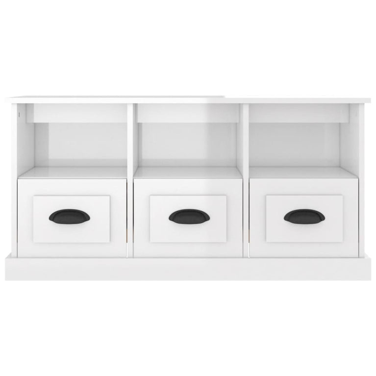 Tv-meubel 100x35x50 cm bewerkt hout hoogglans wit MeubelReus
