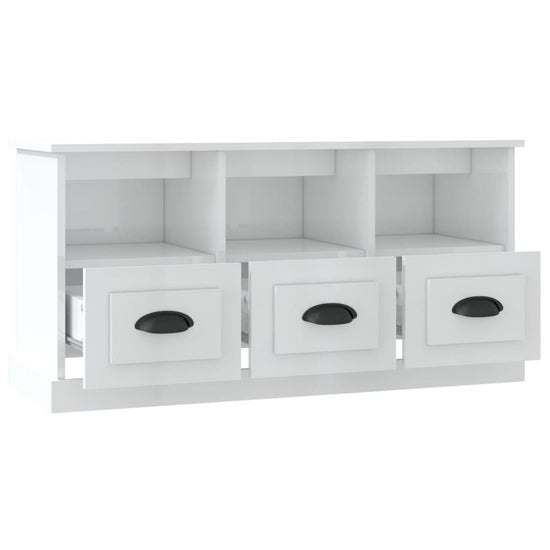 Tv-meubel 100x35x50 cm bewerkt hout hoogglans wit MeubelReus