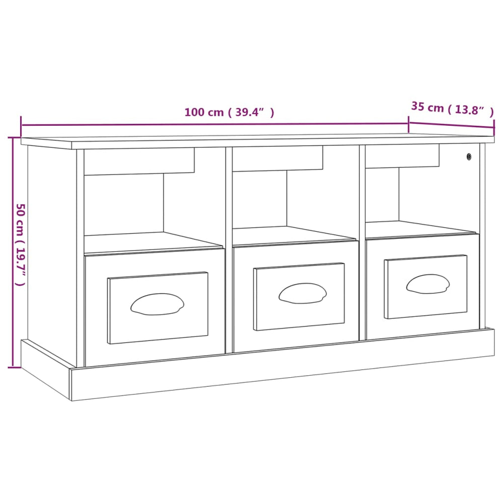 Tv-meubel 100x35x50 cm bewerkt hout hoogglans wit MeubelReus