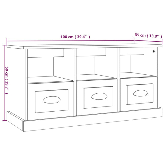 Tv-meubel 100x35x50 cm bewerkt hout hoogglans wit MeubelReus