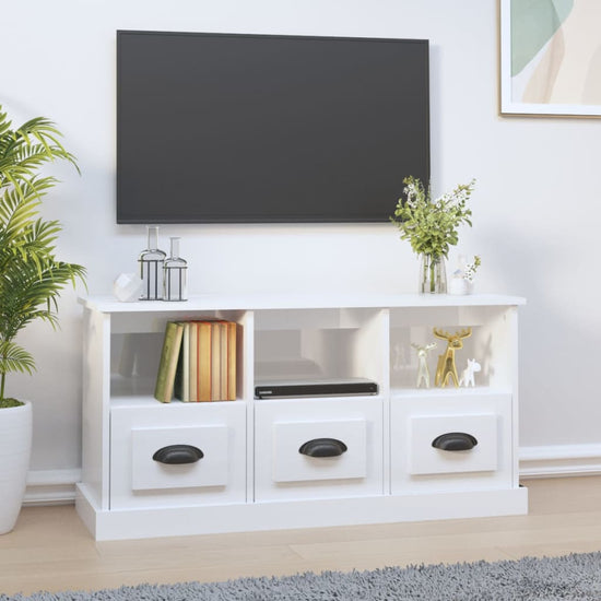 Tv-meubel 100x35x50 cm bewerkt hout hoogglans wit MeubelReus