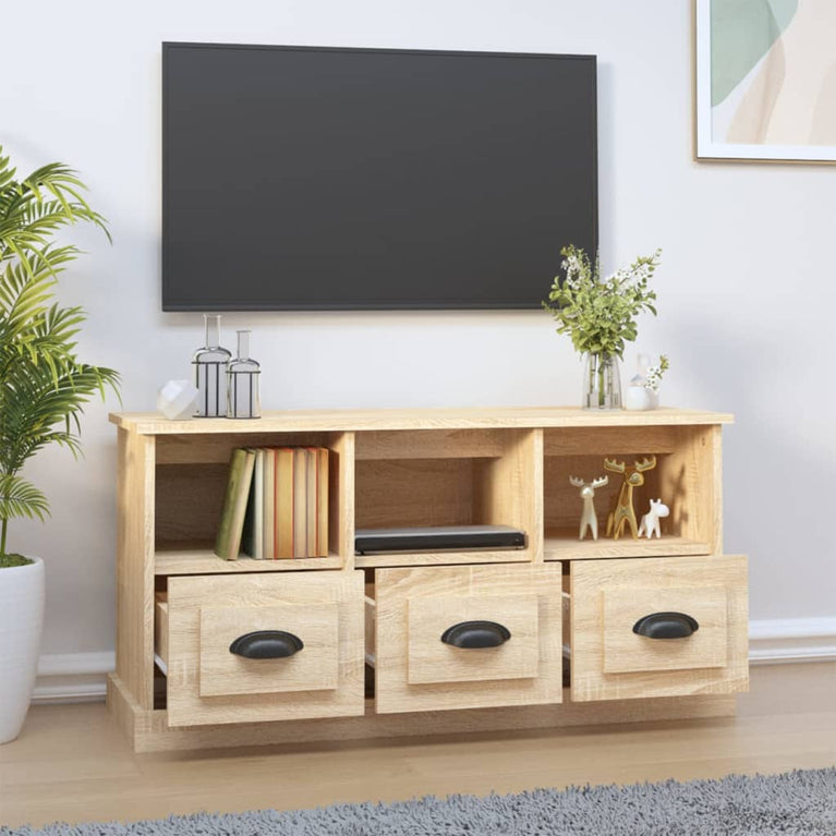 Tv-meubel 100x35x50 cm bewerkt hout sonoma eikenkleurig MeubelReus