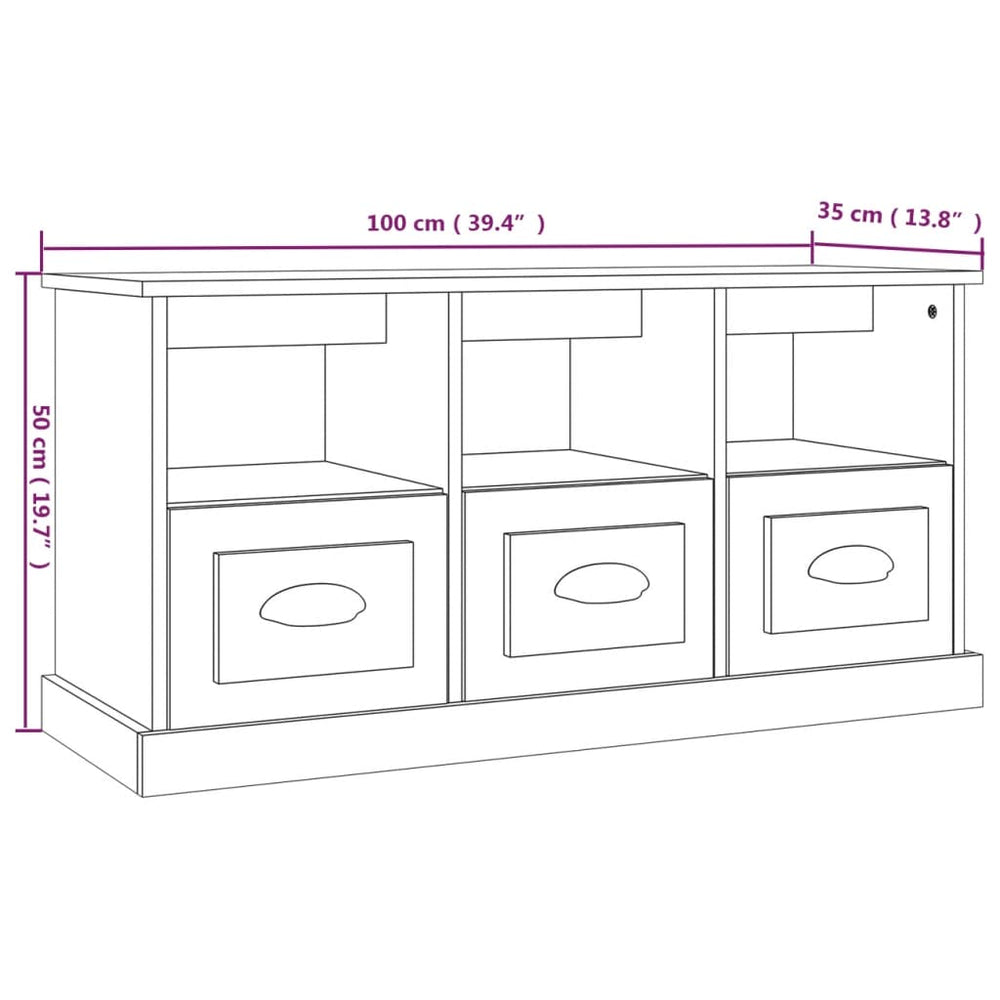 Tv-meubel 100x35x50 cm bewerkt hout sonoma eikenkleurig MeubelReus