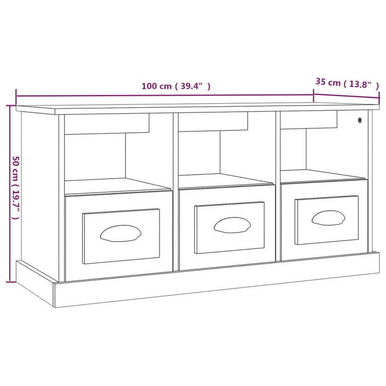 Tv-meubel 100x35x50 cm bewerkt hout sonoma eikenkleurig MeubelReus