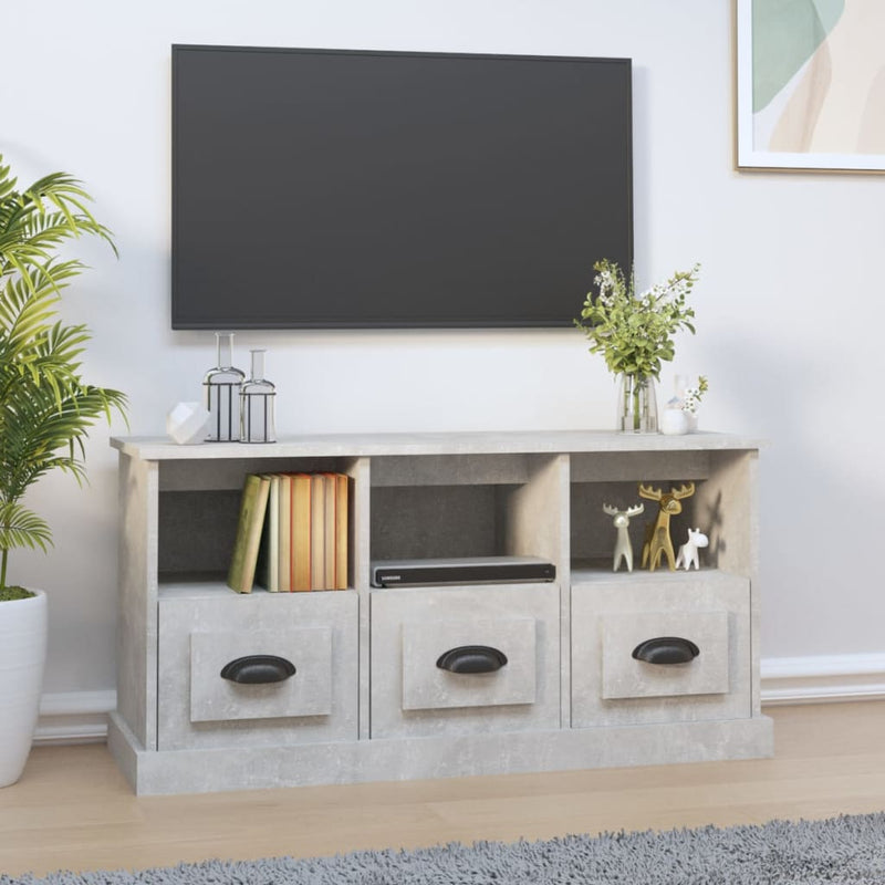 Tv-meubel 100x35x50 cm bewerkt hout betongrijs MeubelReus