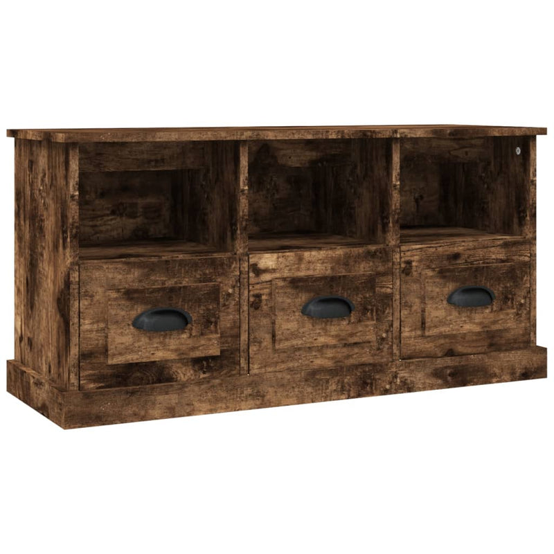 Tv-meubel 100x35x50 cm bewerkt hout gerookt eikenkleurig MeubelReus