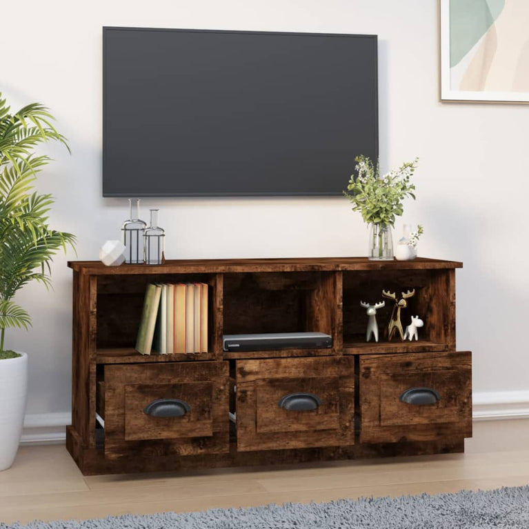 Tv-meubel 100x35x50 cm bewerkt hout gerookt eikenkleurig MeubelReus