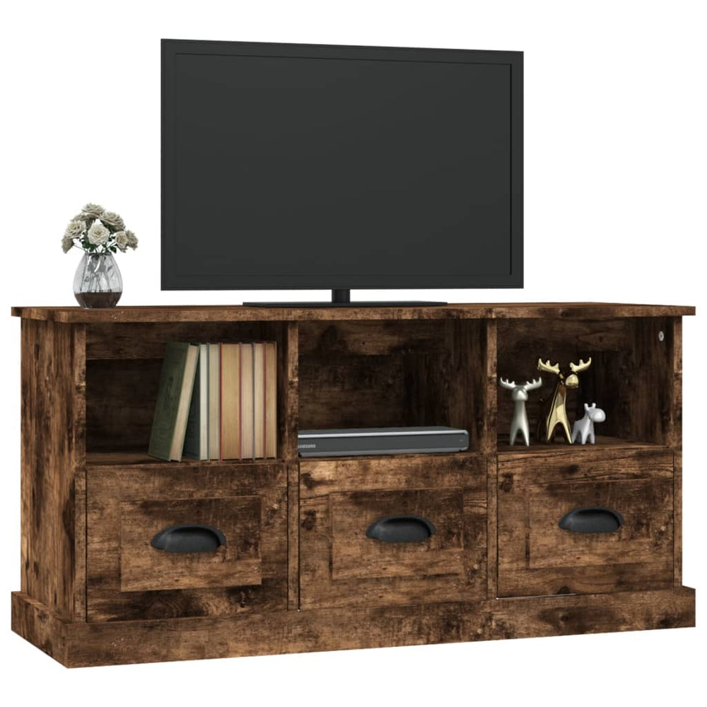 Tv-meubel 100x35x50 cm bewerkt hout gerookt eikenkleurig MeubelReus
