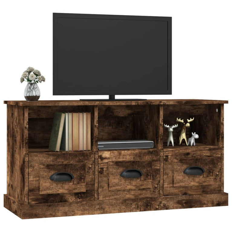 Tv-meubel 100x35x50 cm bewerkt hout gerookt eikenkleurig MeubelReus