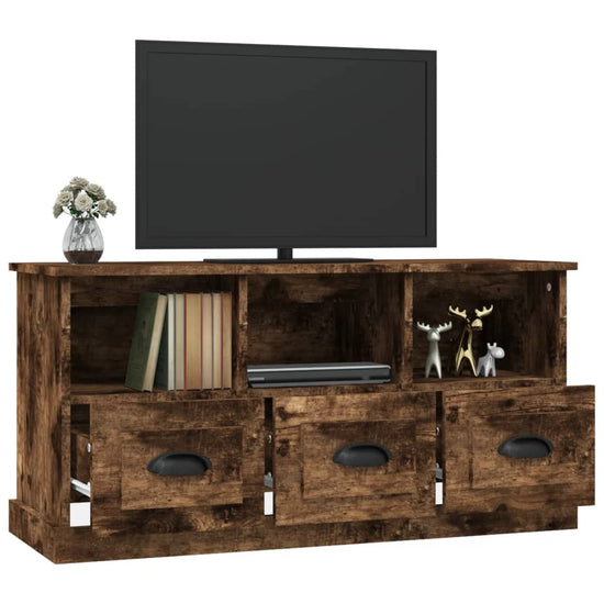 Tv-meubel 100x35x50 cm bewerkt hout gerookt eikenkleurig MeubelReus