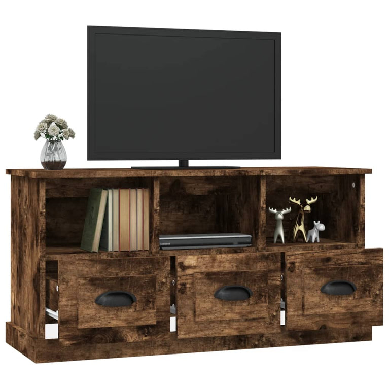 Tv-meubel 100x35x50 cm bewerkt hout gerookt eikenkleurig MeubelReus