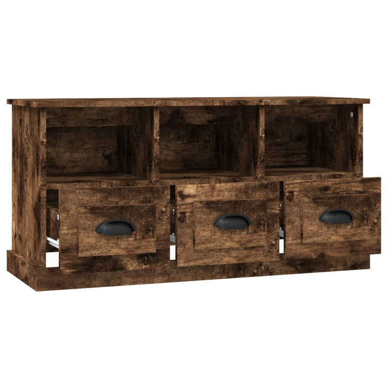 Tv-meubel 100x35x50 cm bewerkt hout gerookt eikenkleurig MeubelReus