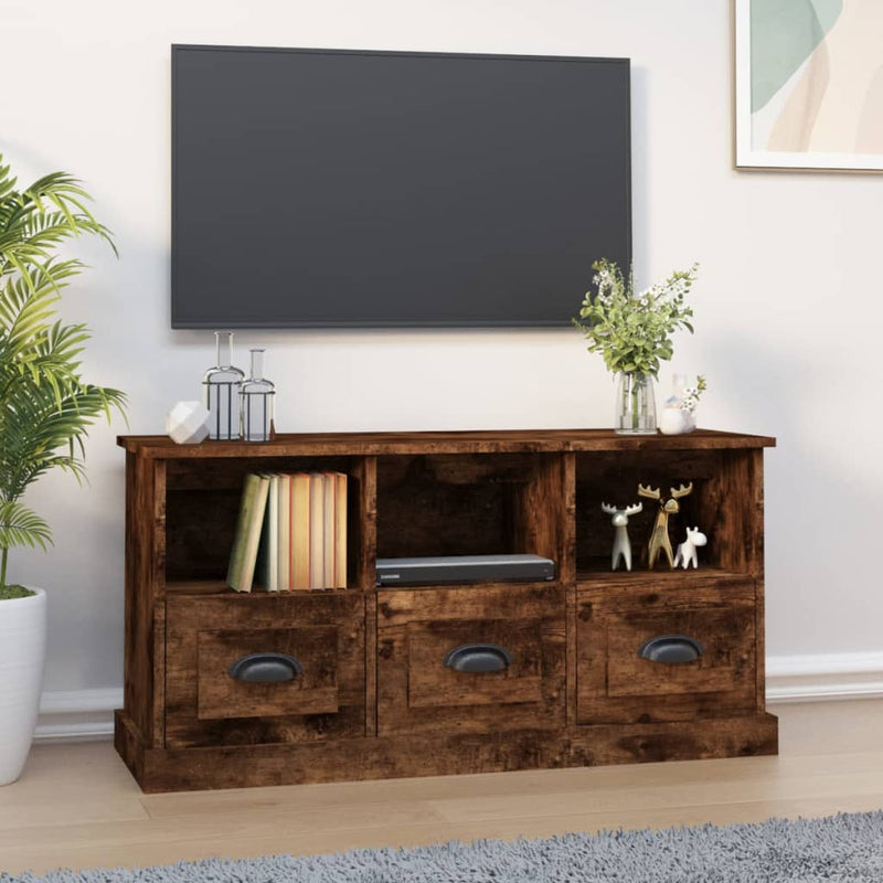 Tv-meubel 100x35x50 cm bewerkt hout gerookt eikenkleurig MeubelReus