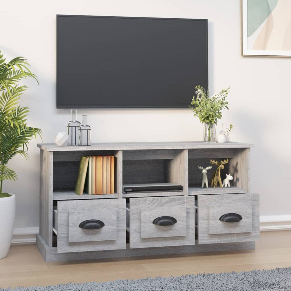 Tv-meubel 100x35x50 cm bewerkt hout grijs sonoma eikenkleurig MeubelReus
