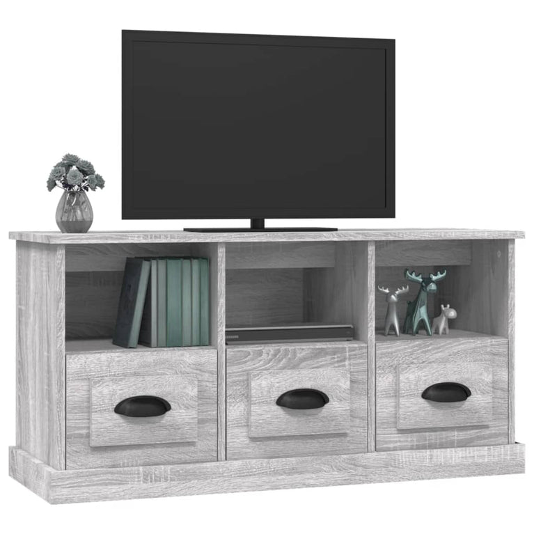 Tv-meubel 100x35x50 cm bewerkt hout grijs sonoma eikenkleurig MeubelReus