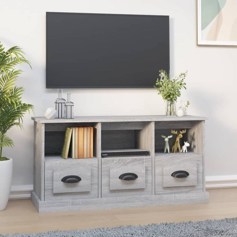 Tv-meubel 100x35x50 cm bewerkt hout grijs sonoma eikenkleurig MeubelReus