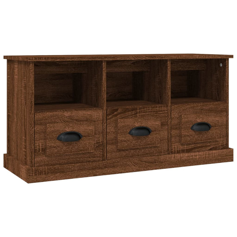 Tv-meubel 100x35x50 cm bewerkt hout bruin eikenkleur MeubelReus