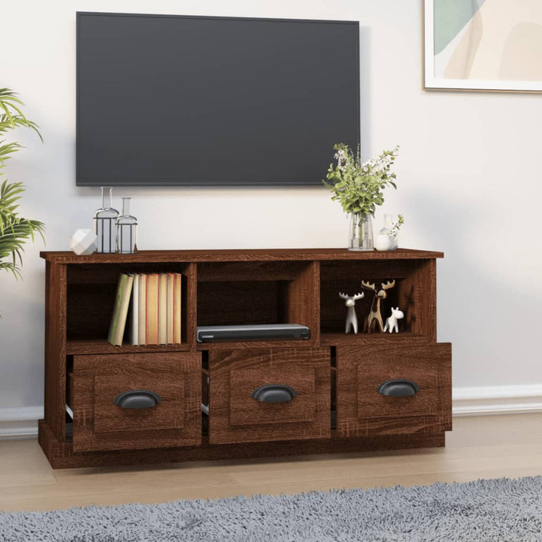 Tv-meubel 100x35x50 cm bewerkt hout bruin eikenkleur MeubelReus