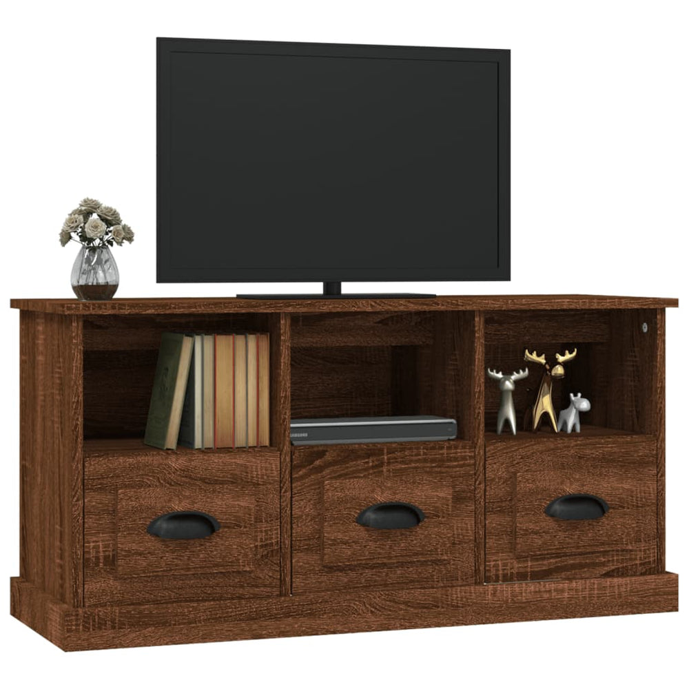 Tv-meubel 100x35x50 cm bewerkt hout bruin eikenkleur MeubelReus