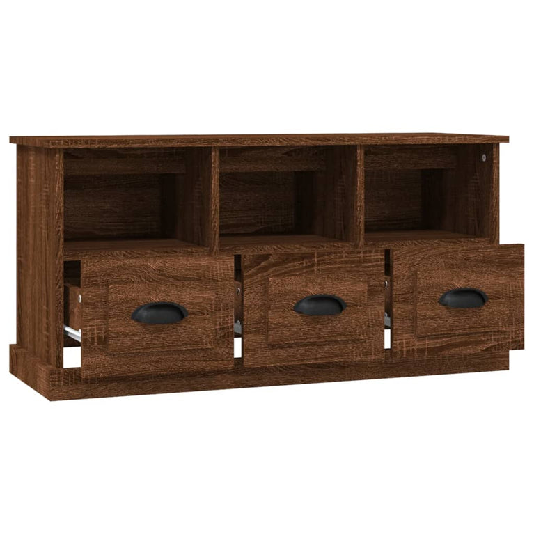 Tv-meubel 100x35x50 cm bewerkt hout bruin eikenkleur MeubelReus