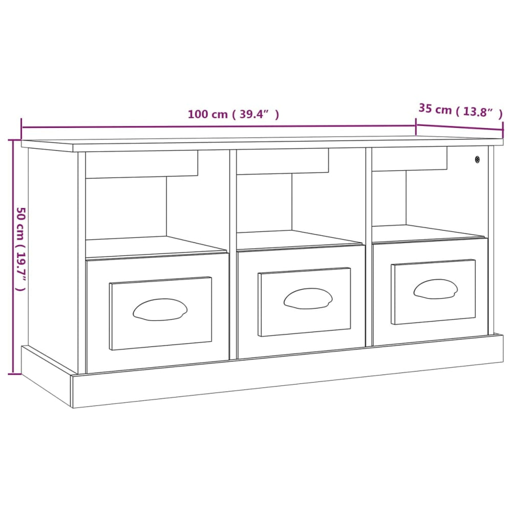 Tv-meubel 100x35x50 cm bewerkt hout bruin eikenkleur MeubelReus