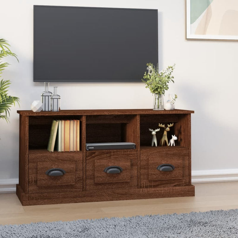 Tv-meubel 100x35x50 cm bewerkt hout bruin eikenkleur MeubelReus