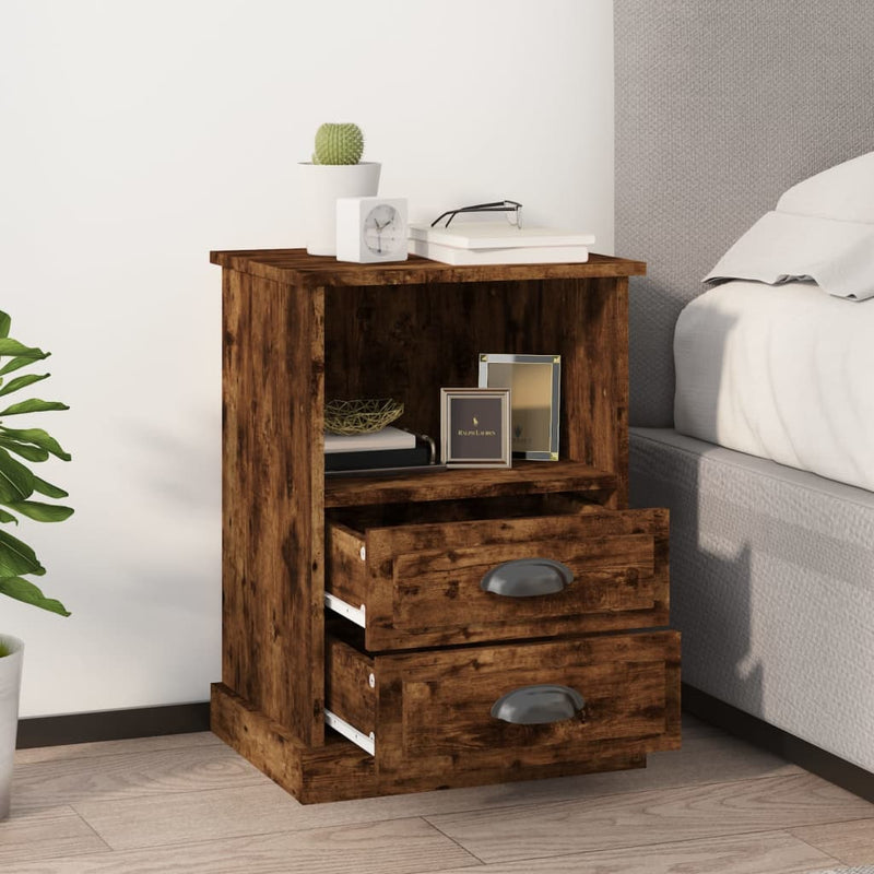 Nachtkastjes 2 st 43x36x60 cm gerookt eikenkleurig MeubelReus