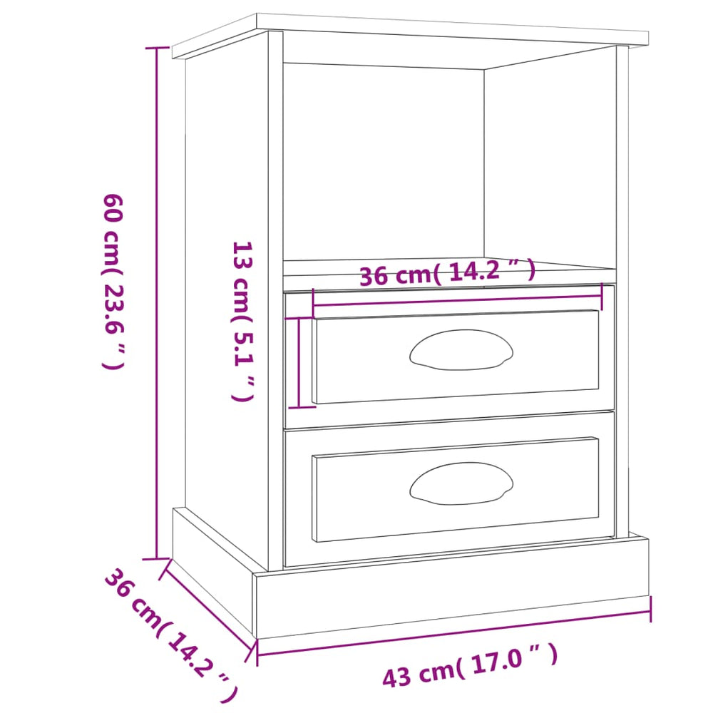 Nachtkastjes 2 st 43x36x60 cm grijs sonoma eikenkleurig MeubelReus