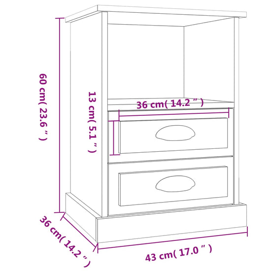 Nachtkastjes 2 st 43x36x60 cm grijs sonoma eikenkleurig MeubelReus