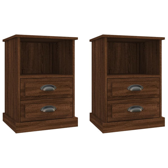 Nachtkastjes 2 st 43x36x60 cm bewerkt hout bruin eikenkleur MeubelReus