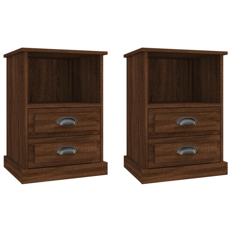 Nachtkastjes 2 st 43x36x60 cm bewerkt hout bruin eikenkleur MeubelReus