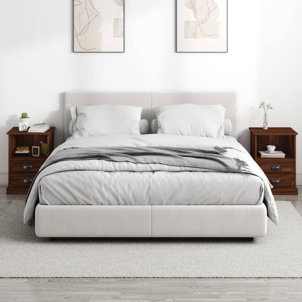 Nachtkastjes 2 st 43x36x60 cm bewerkt hout bruin eikenkleur MeubelReus