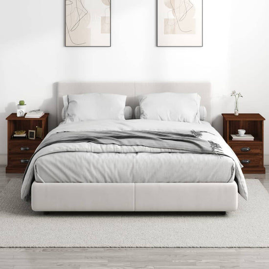 Nachtkastjes 2 st 43x36x60 cm bewerkt hout bruin eikenkleur MeubelReus