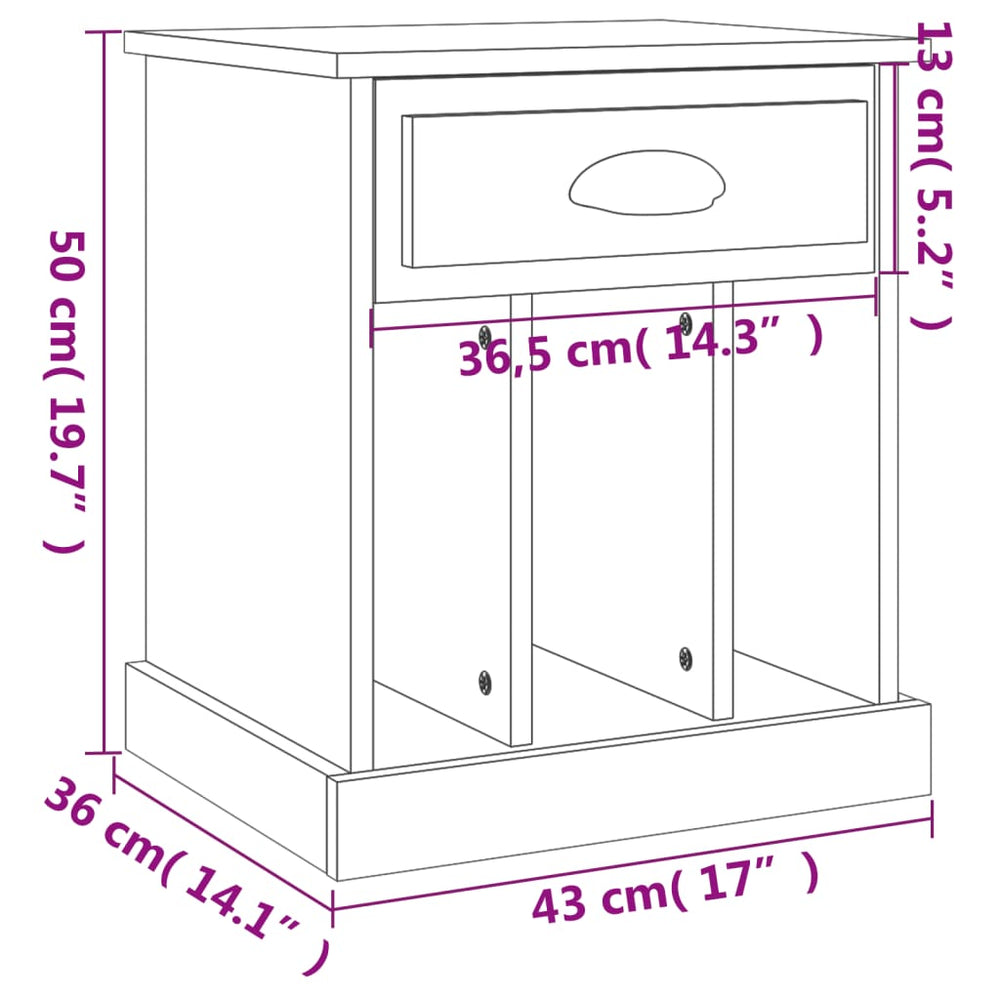 Nachtkastjes 2 st 43x36x50 cm zwart MeubelReus