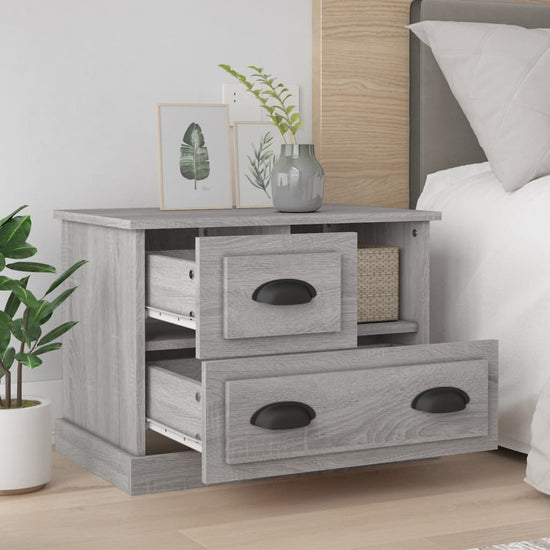 Nachtkastje 60x39x45 cm grijs sonoma eikenkleurig MeubelReus