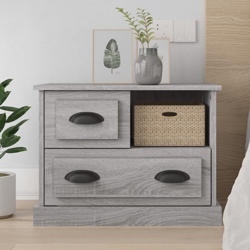 Nachtkastje 60x39x45 cm grijs sonoma eikenkleurig MeubelReus