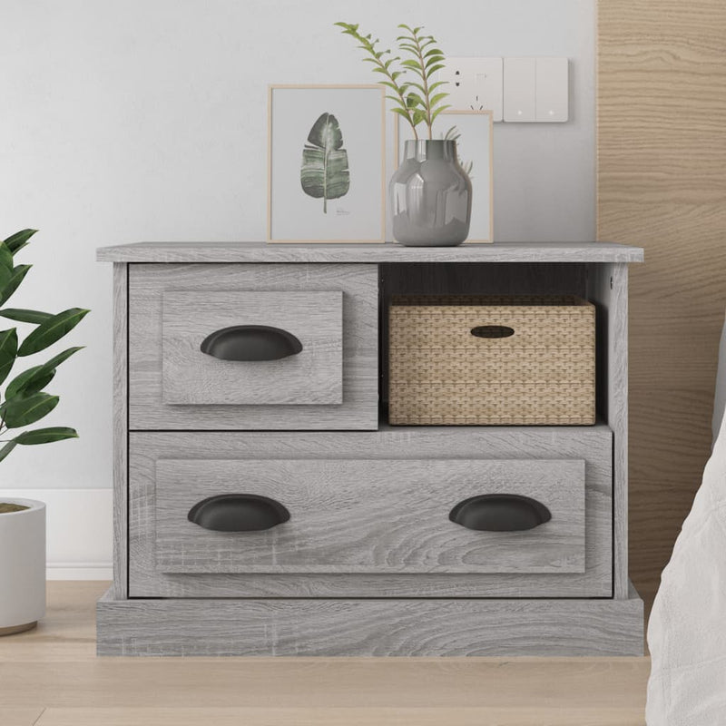 Nachtkastje 60x39x45 cm grijs sonoma eikenkleurig MeubelReus